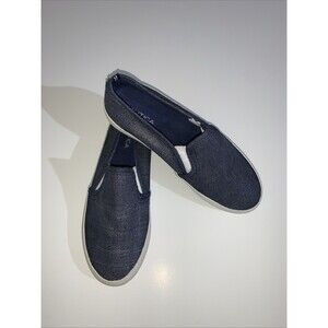 Nautica Women's 6.5 Loafer Conaway Slip On Navy Blue Silver Metallic Sneakers
